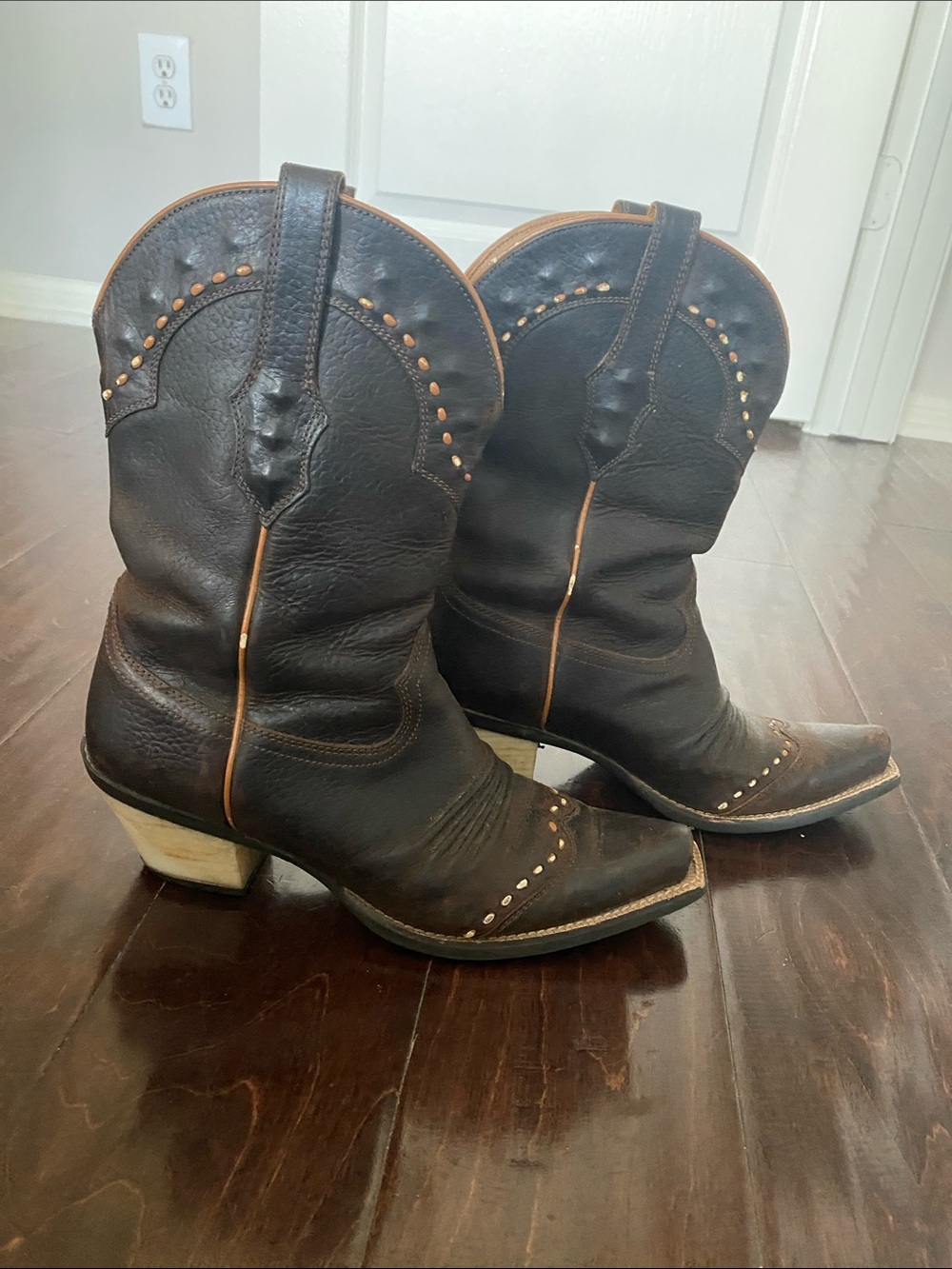 Studded Dark Brown Western Cowboy Boots